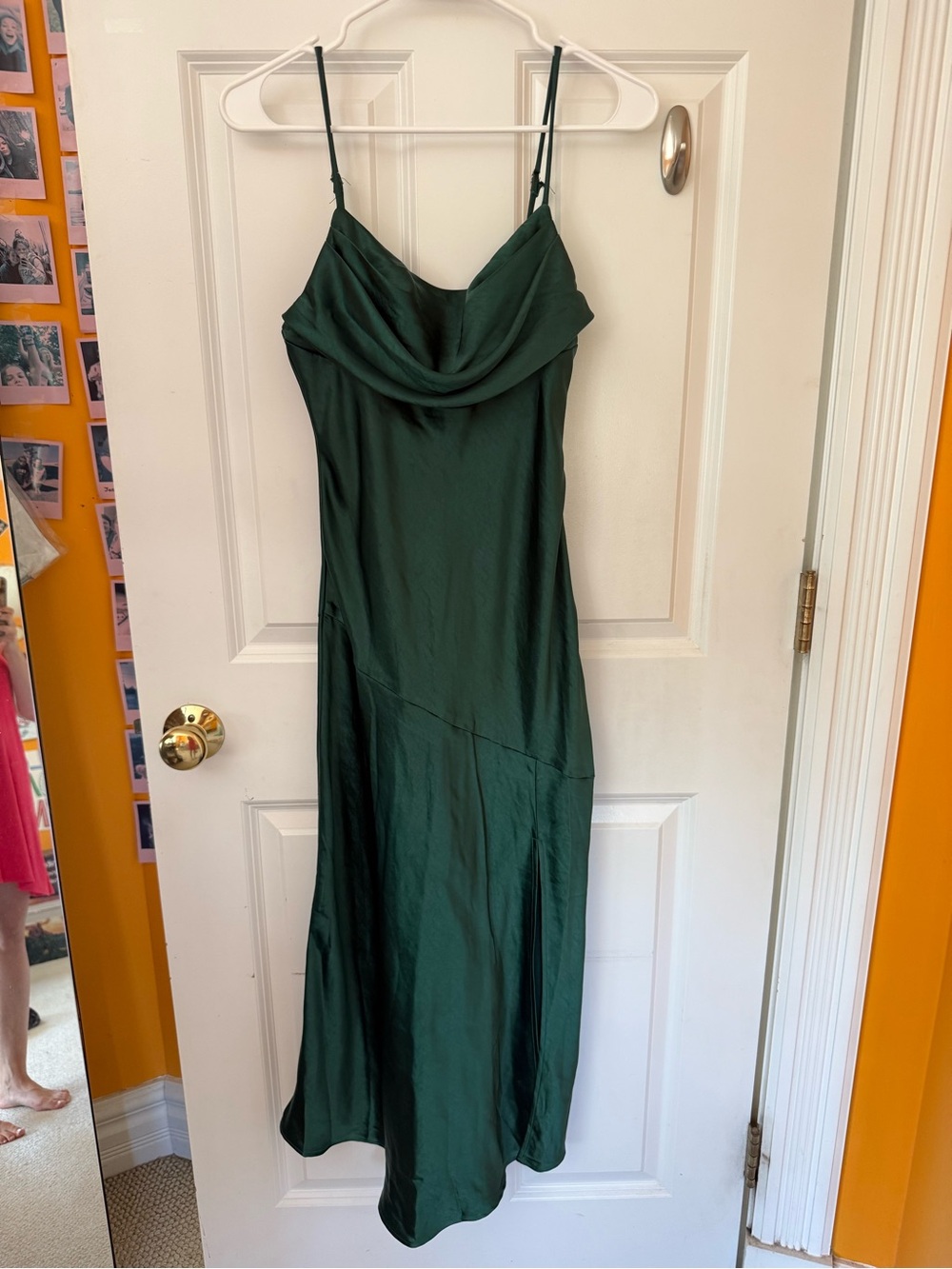 Elegant Dark Green Slip Dress with Cowl Neck